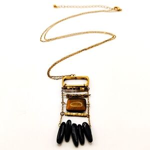 Long Tigers Eye Geometric Ladder Necklace